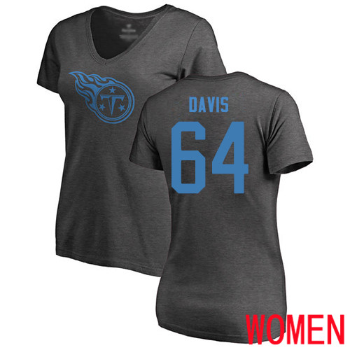 Tennessee Titans Ash Women Nate Davis One Color NFL Football #64 T Shirt->women nfl jersey->Women Jersey